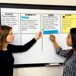 **

A project team engaging in a SWOT analysis session, with sticky notes on a whiteboard outlining strengths, weaknesses, opportunities, and threats. The team is diverse, collaborative, and focused on strategic project planning.

**