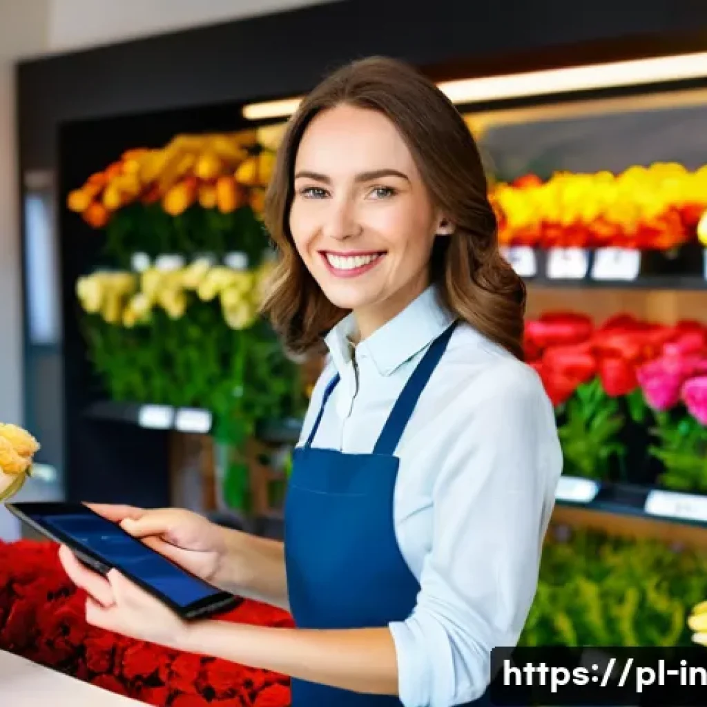 기회 포착 역량을 위한 혁신적 접근법 - **Prompt:** A vibrant, sunlit flower shop in the heart of Wrocław, Poland. A confident, smiling Poli...