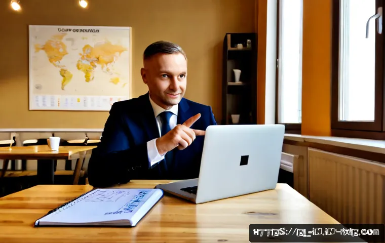 Home 15 기회 포착을 위한 멘토 찾기 - Photorealistic mentoring meeting in a bright modern Warsaw café, confident Polish business mentor in...